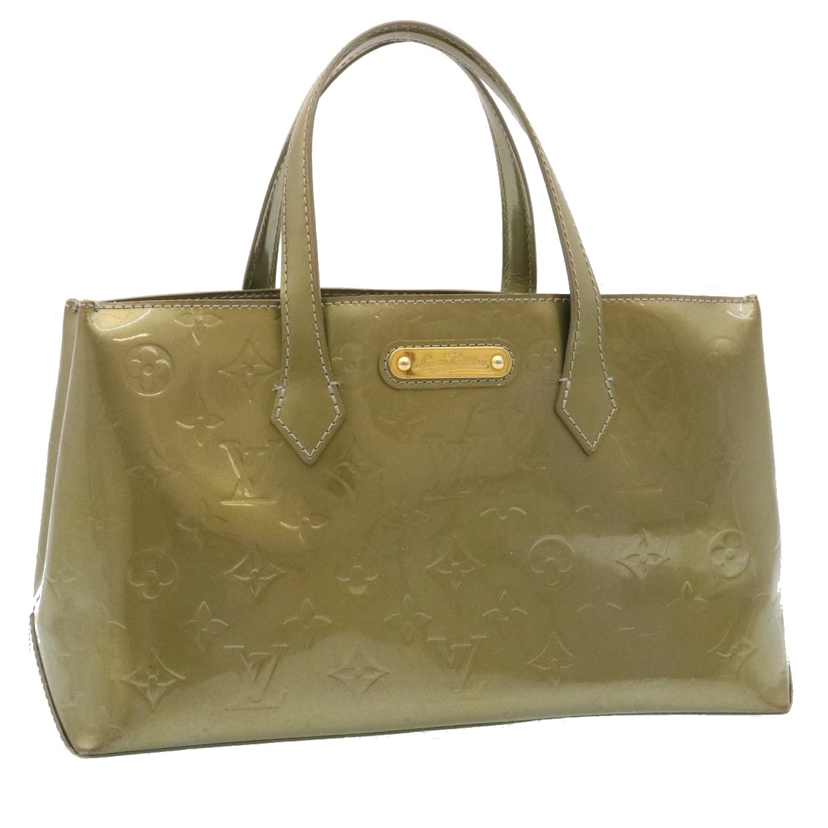 Louis Vuitton Vernis Wilshire Pm Hand Bag Gris Art Deco M91627 Lv Auth 27062